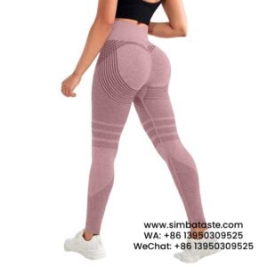 AB Yarn Pink Women Sexy Figure Hip Lift Athletic Leggings High Waist Stretch Gym Pants