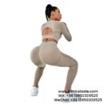 Clayman Cut-Out Long-Sleeved High-Rise Sports Yoga Trousers 2-Piece Set Gym Wears