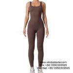 Double-Layer Coffee Seamless Jumpsuits Yoga Wear Slim Fit Athletic Elastic Stretch Bodysuit