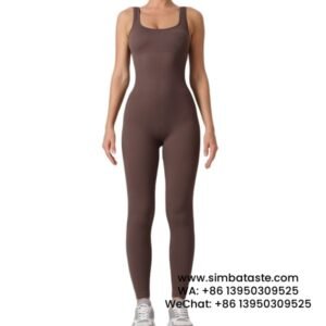 Double-Layer Coffee Seamless Jumpsuits Yoga Wear Slim Fit Athletic Elastic Stretch Bodysuit