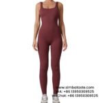 Double-Layer Wine Red Seamless Jumpsuits Yoga Wear Slim Fit Athletic Elastic Stretch Bodysuit
