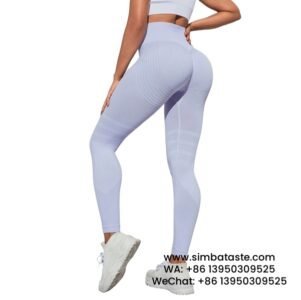 Light Purple Women Sexy Figure Hip Lift Athletic Leggings High Waist Stretch Gym Pants