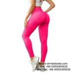 Rose Red Women Sexy Figure Hip Lift Athletic Leggings High Waist Stretch Gym Pants