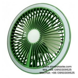 Round Green ABS F11 Desk Fan With USB Charging Cable