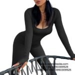 Seamless Black Women's Yoga Jumpsuit Dancing Fitness Exercise Tight Long Sleeve Yoga Suit