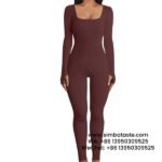 Seamless Reddish Brown Women's Yoga Jumpsuit Dancing Fitness Exercise Tight Long Sleeve Yoga Suit