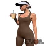 Sleeveless Tank Tops Threaded Trousers Coffee Seamless Stretch Tracksuits Fitness Onesies Yoga Wear