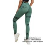 Women Army Green Dyeing Yoga Pants High Waist Hip Lift Gym Pants Seamless Athletic Pants