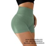 Women Army Green Vertical Striped Yoga Shorts High Stretch Shape Fitness Yoga Pants