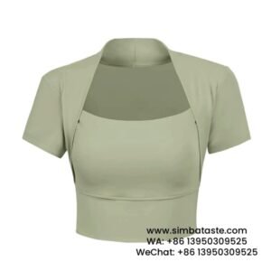 Women Army Green Yoga Clothes Sexy Running Gym Top Slim Sports Short-Sleeved Yoga T-Shirt