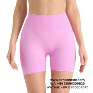 Women Barbie Pink Seamless High Waist Yoga Shorts Tight Running Exercise Pants