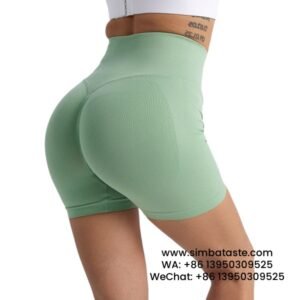 Women Basil Green Gym Pants Athletic Tight Cropped Pants Seamless Yoga Hot Pants