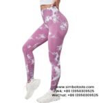 Women Bean Red Dyeing Yoga Pants High Waist Hip Lift Gym Pants Seamless Athletic Pants