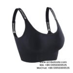 Women Black Adjustable Letter Shoulder Strap Sports Bra Professional Fitness Bra Yoga Vest