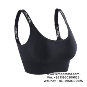 Women Black Adjustable Letter Shoulder Strap Sports Bra Professional Fitness Bra Yoga Vest