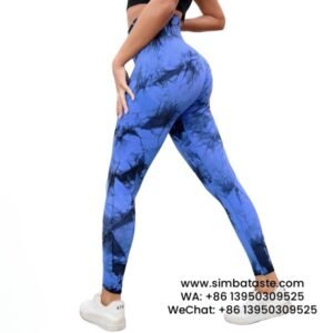 Women Black Blue Dyeing Yoga Pants High Waist Hip Lift Gym Pants Seamless Athletic Pants
