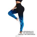 Women Black-Blue Seamless Gradient Tie-Dye Yoga Pants High-Waisted Hip Lift Gym Wear