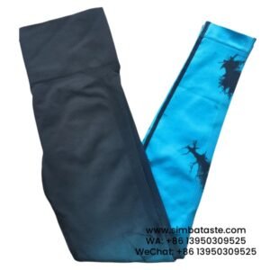 Women Black-Blue Seamless Gradient Tie-Dye Yoga Pants High-Waisted Hip Lift Gym Wear