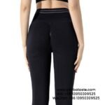 Women Black Contrasting Gym Pants High Waist Hip Yoga Pants Breathable Athletic Leggings