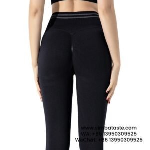 Women Black Contrasting Gym Pants High Waist Hip Yoga Pants Breathable Athletic Leggings