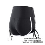 Women Black Drawstring Shorts Hip Lift Hot Pants Fitness Yoga Shorts Back