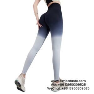 Women Black Gray Sports Leggings Seamless High Waist Gym Pants Gradient Candy Yoga Pants