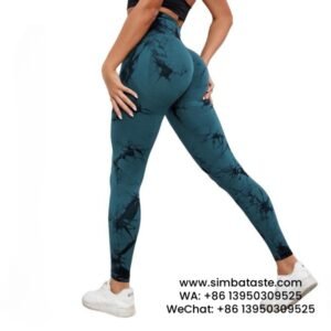 Women Black Green Dyeing Yoga Pants High Rise Hip Lift Gym Pants Seamless Athletic Pants