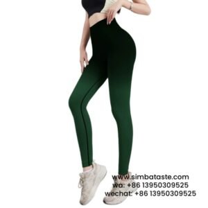 Women Black Green Sports Leggings Seamless High Waist Gym Pants Gradient Candy Yoga Pants