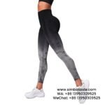 Women Black-Grey Seamless Gradient Tie-Dye Yoga Pants High-Waisted Hip Lift Gym Wear