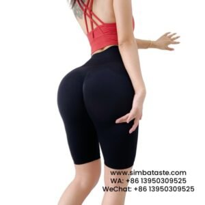 Women Black Gym Pants Skinny Cropped Pants High-Waisted Seamless Yoga Shorts
