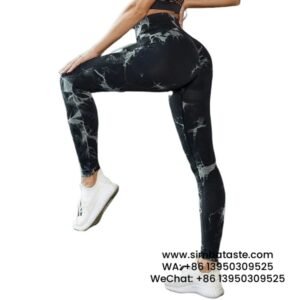 Women Black High Waist Tie Dye Gym Pants Shapewear Yoga Pants