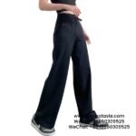 Women Black Loose Wide-Legged Pants High Waist Side Pockets Yoga Pants