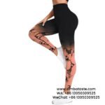 Women Black-Orange Seamless Gradient Tie-Dye Yoga Pants High-Waisted Hip Lift Gym Wear