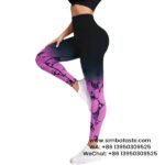 Women Black-Pink Seamless Gradient Tie-Dye Yoga Pants High-Waisted Hip Lift Gym Wear