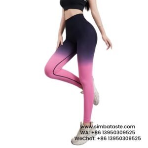 Women Black Pink Sports Leggings Seamless High Waist Gym Pants Gradient Candy Yoga Pants