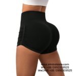 Women Black Pleated Yoga Short Pants Running Threaded Gym Pants Athletic Shorts 3