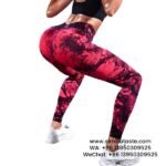 Women Black Red Dyeing Yoga Pants High Waist Hip Lift Gym Pants Seamless Athletic Pants