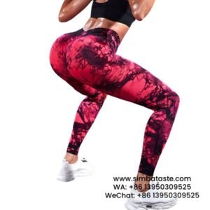 Women Black Red Dyeing Yoga Pants High Waist Hip Lift Gym Pants Seamless Athletic Pants