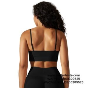 Women Black Seamless Yoga Bra Quick-Drying Breathable Running Bras Gym Top Yoga Wear