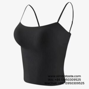 Women Black Strap Chest Pad Seamless Vest One Piece Slim Fashion Sports Vest