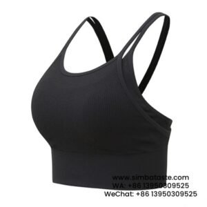 Women Black Thin Straps Beautiful Back Two Pieces Sports Bra Yoga Gym Bra