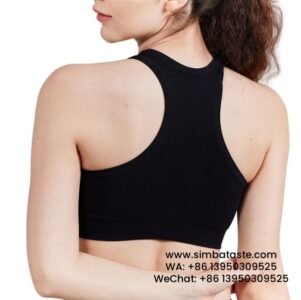 Women Black Thread Bra Cropped Yoga Vest Top Pilates Fitness Bra Yoga Bra