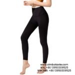 Women Black Thread High Waist Yoga Pants Anti-Curl Athletic Leggings