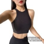 Women Black Thread Sports Bra Racer Vest One Piece Breathable Yoga Wear