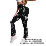 Women Black Tie-Dye Yoga Pants Flared Wide Leg Pants Sports Fitness Leggings