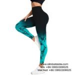 Women Black-Turquoise Seamless Gradient Tie-Dye Yoga Pants High-Waisted Hip Lift Gym Wear