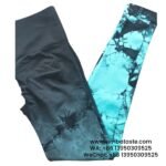 Women Black-Turquoise Seamless Gradient Tie-Dye Yoga Pants High-Waisted Hip Lift Gym Wear