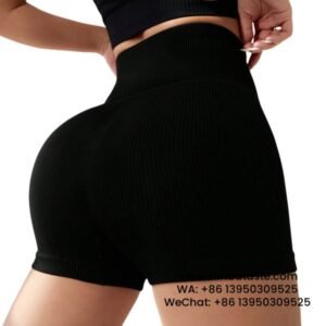 Women Black Vertical Striped Yoga Shorts High Stretch Shape Fitness Yoga Pants
