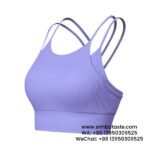 Women Blue Thin Straps Beautiful Back Two Pieces Sports Bra Yoga Gym Bra