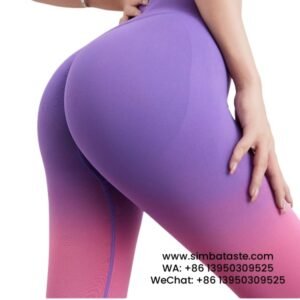 Women Blue-Violet Sports Leggings Seamless High Waist Gym Pants Gradient Candy Yoga Pants